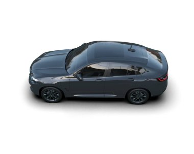 Siyah modern araba beyaz arka planda izole edilmiş. 3d oluşturma