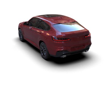 Modern araba beyazda izole edilmiş. 3d illüstrasyon