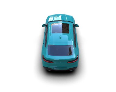 Mavi araba beyaz arka planda izole edilmiş. 3d oluşturma