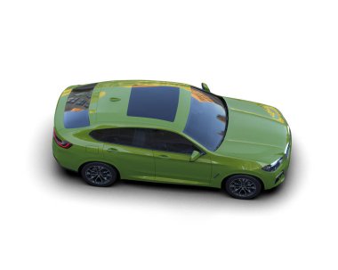 Yeşil şehir arabası. 3d oluşturma