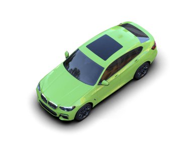 Yeşil spor araba. 3d oluşturma