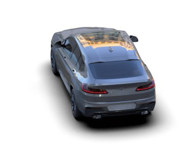 Modern araba yolda. 3d oluşturma