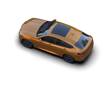 Beyaz arka planda bir araba. 3d oluşturma.