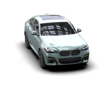 modern lüks araba beyaz arka planda izole edilmiş 3 boyutlu görüntüleme