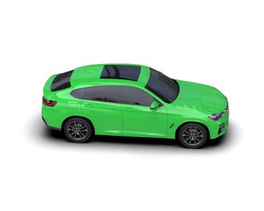 Beyaz arka planda modern bir araba. 3d oluşturma