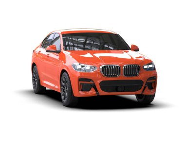 Beyaz arka planda modern bir araba. 3d oluşturma