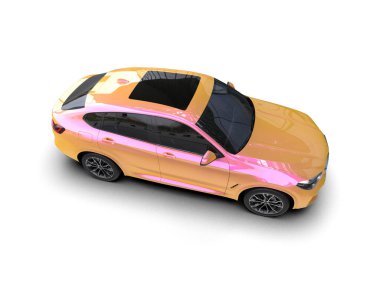 Modern araba beyazda izole edilmiş. 3D görüntüleme - illüstrasyon