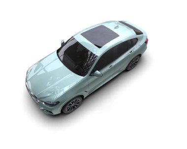 Gri arka planda, kırpma yolu ve 3 boyutlu görüntüsü olan modern şehir arabası izole edildi. 3d illüstrasyon