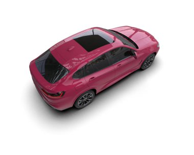 kırmızı lüks modern spor araba - üst görünüm