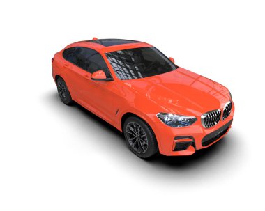 modern kırmızı SUV arabası beyaz arkaplanda izole edildi