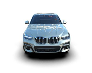 Beyaz arka planda izole edilmiş modern lüks araba. 3d illüstrasyon