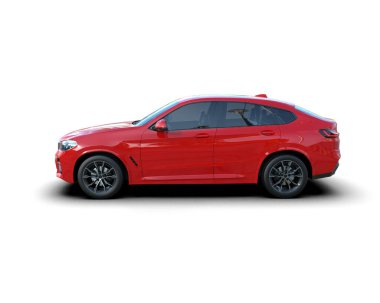 modern kırmızı SUV arabası beyaz arkaplanda izole edildi