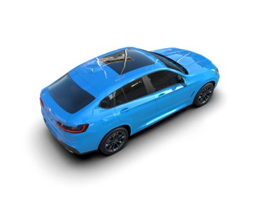 Beyaz arka planda modern lüks bir araba. 3d oluşturma.