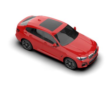 modern kırmızı SUV arabası beyaz arkaplanda izole edildi