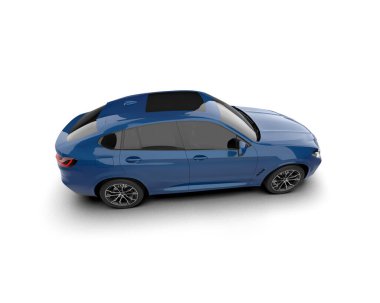 modern araba beyaz arkaplanda izole edilmiş 3 boyutlu görüntüleme