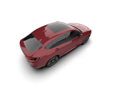 kırmızı modern araba beyaz arkaplanda izole edildi - yan görünüm