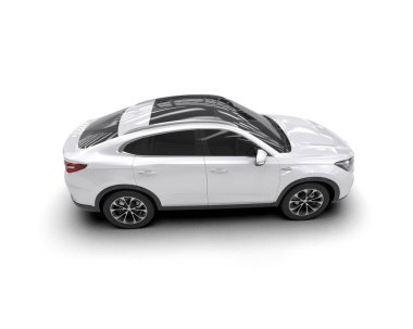 beyaz arka planda izole edilmiş modern beyaz araba - ön görünüm