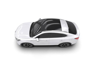 Manzaralı beyaz, modern spor araba. yan görünüm