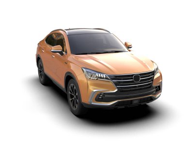 Beyaz arka planda modern bir cip arabası. 3d oluşturma