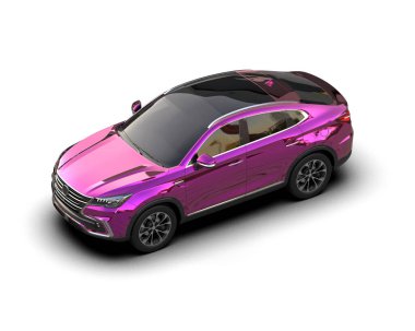 beyaz arka planda pembe modern araba