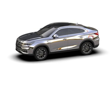 Beyaz arka planda modern, daha az jenerik bir SUV 'un 3 boyutlu canlandırması