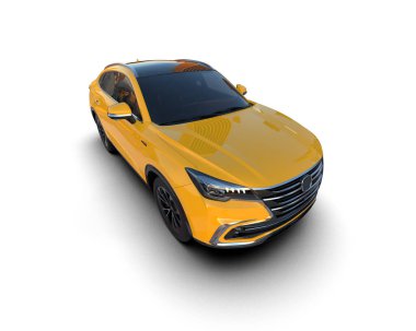 Stüdyo ortamında markasız bir SUV 'un 3 boyutlu çizimi