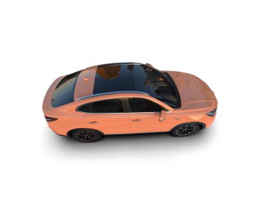 Beyaz stüdyo ortamında izole edilmiş 3 boyutlu markasız bir araba.