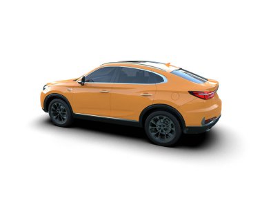 Beyaz arka planda bir araba. 3d oluşturma