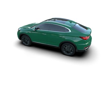 Beyaz arka planda bir araba. 3d oluşturma