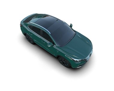 Beyaz arka planda bir araba. 3D görüntüleme - araba