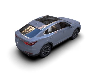 Araba - izole beyaz arka plan. 3d oluşturma