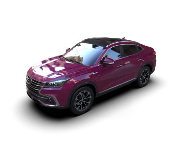 Modern SUV arabası beyaz arka planda izole edilmiş. 3d illüstrasyon.
