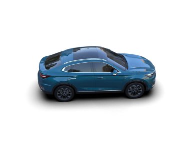 Beyaz arka planda siyah bir araba. yüksek çözünürlüklü 3d görüntüleyici