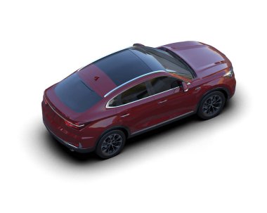 Modern araba beyazda izole edilmiş. 3D görüntüleme - illüstrasyon