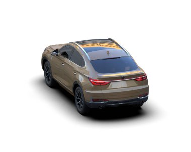 Lüks araba beyaz arka planda izole edildi. 3 d illüstrasyon - cg görüntüleme