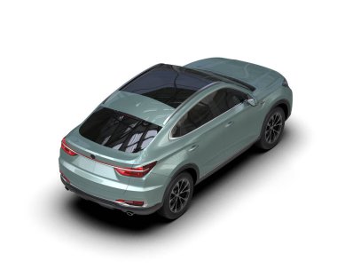 Beyaz arka planda modern lüks bir araba. 3d oluşturma