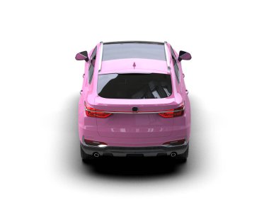 beyaz arka planda izole edilmiş modern pembe araba - 3 boyutlu illüstrasyon