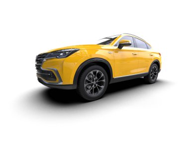 Beyaz arka planda lüks, modern bir araba. 3d oluşturma