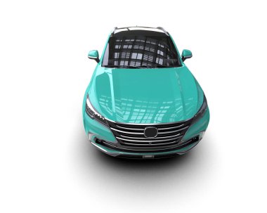 Modern araba beyaz arka planda izole edilmiş. 3 boyutlu gölgelendirme - 3 boyutlu görüntüleme.