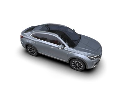 Modern SUV arabası beyaz arka planda izole edilmiş. 3d oluşturma.