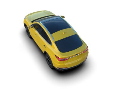 Sarı araba kırpma yolu ile beyaz üzerinde izole