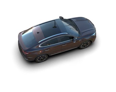 Beyaz arka planda lüks bir araba. 3d oluşturma