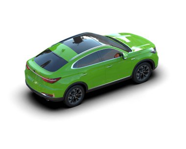 Beyaz arka planda izole edilmiş yeşil lüks spor araba. 3d oluşturma