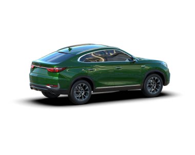 Beyaz arka planda modern bir araba. 3d illüstrasyon