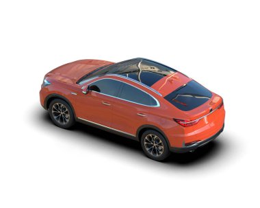 Beyaz arka planda modern bir araba. 3d oluşturma.