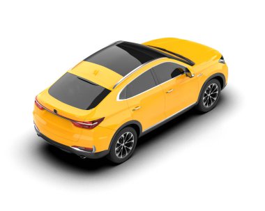 modern sarı şehir arabası - 3 boyutlu