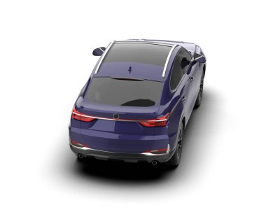 Gölgeli beyaz bir yüzey üzerinde modern şehir arabası - 3 boyutlu illüstrasyon