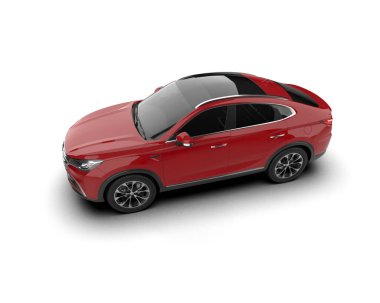 Kırmızı arabalı modern SUV - 3 boyutlu.