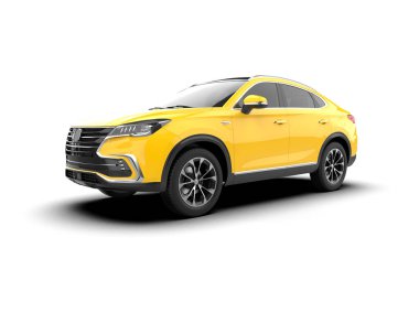 Beyaz arka planda modern lüks şehir arabası. 3d oluşturma