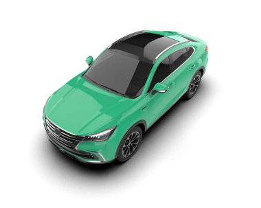 beyaz arka planda modern yeşil şehir arabası